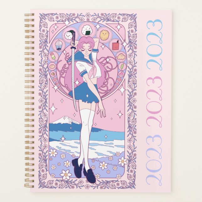 Cute Girly Japan Pink Anime Girl Drawing Planner (Front)