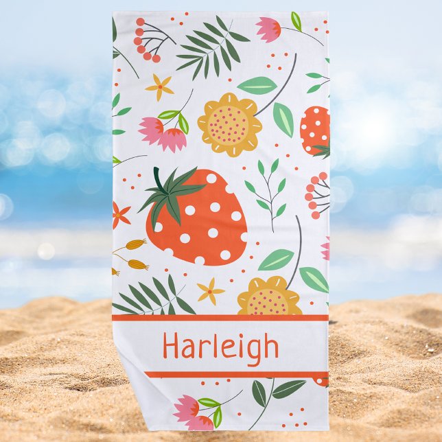 Cute Girly Kids Summer Pattern Beach Towel (Creator Uploaded)
