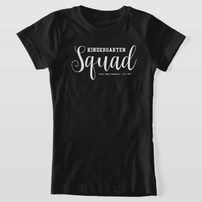 Cute Girly Kindergarten Squad | School Name  T-Shirt (Laydown)