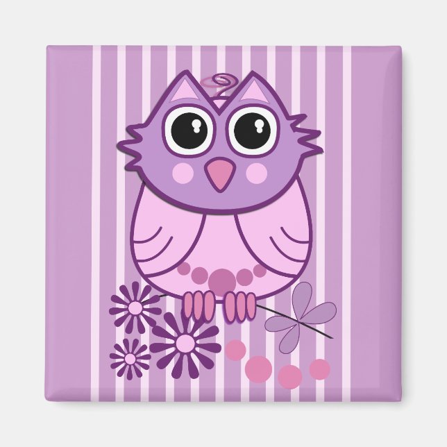 Cute girly magnet with Baby Owl (Front)