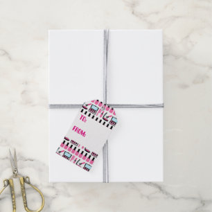Cute girly makeup pattern party tag