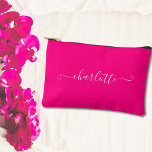 Cute Girly Minimalist Custom Name | Rose Pink Accessory Pouch<br><div class="desc">Make a statement with our Cute Girly Minimalist Custom Name | Rose Pink Accessory Pouch! This chic pouch is perfect for holding your makeup or toiletries on the go. Personalised with your name,  this gorgeous rose pink pouch is both stylish and functional.</div>