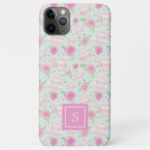 Cute Girly Mint Gold Tea Party Monogram iPhone 11 Pro Max Case