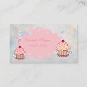 Cute Girly Modern,Opal Holographic Cupcake Bakery  Business Card