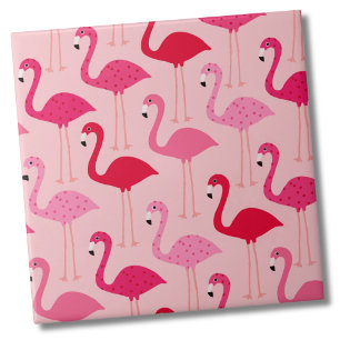Cute Girly Modern Summer Pink Flamingo Pattern Tile