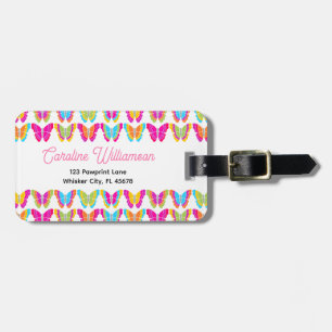 Cute Girly Multicolor Rainbow Butterflies Name  Luggage Tag