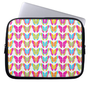 Cute Girly Multicolor Rainbow Butterfly Pattern  Laptop Sleeve