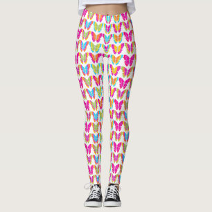 Cute Girly Multicolor Rainbow Butterfly Pattern  Leggings
