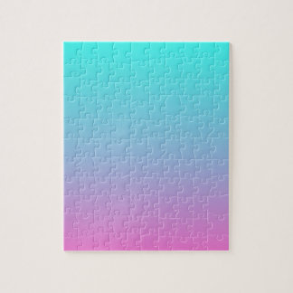 cute girly ombre mermaid pink turquoise aqua blue jigsaw puzzle