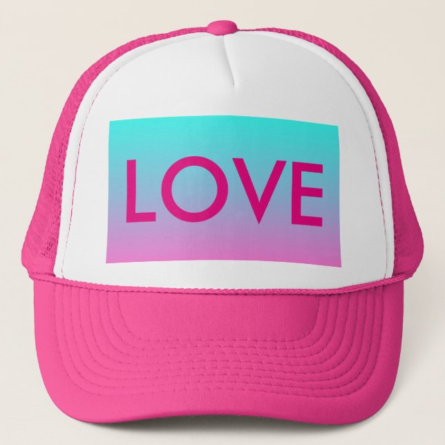 cute girly ombre mermaid pink turquoise aqua blue trucker hat (Front)