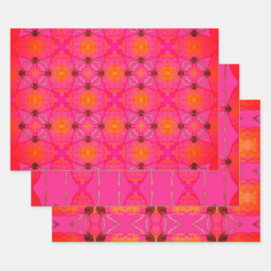 Cute Girly Orange and Pink Wrapping Paper Sheet