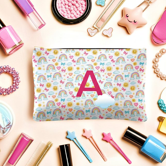 Cute girly  pastel pattern monogram accessory pouch (Creator Uploaded)
