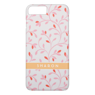 Cute girly pastel pink floral pattern monogram iPhone 8 plus/7 plus case