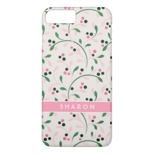 Cute girly pastel pink floral pattern monogram iPhone 8 plus/7 plus case