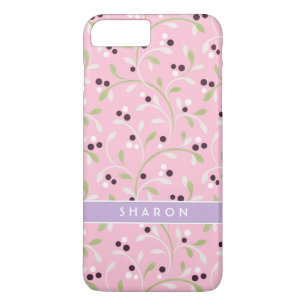 Cute girly pastel pink floral pattern monogram iPhone 8 plus/7 plus case