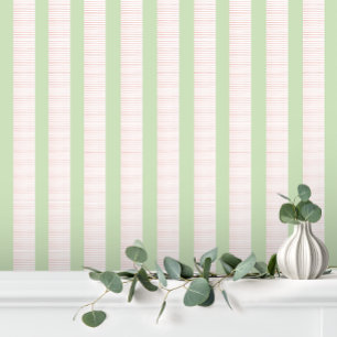 Cute Girly Pastel Pink Green Stripe Wallpaper