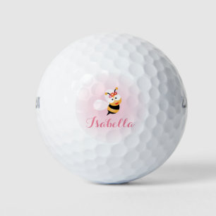Cute Girly Pastel Pink Sweet Bumble Bee Cartoon Golf Balls