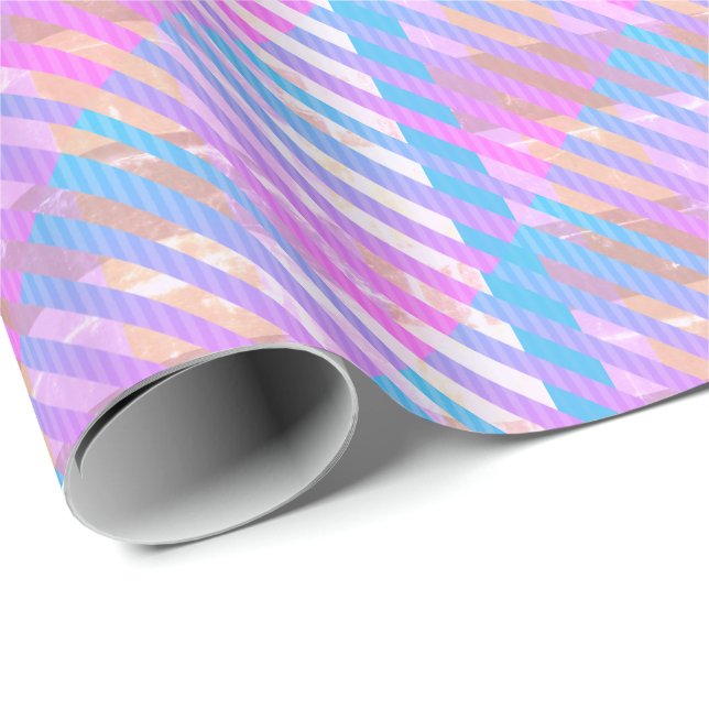 Cute Girly Pastel Plaid Rainbow Iridescent Wrapping Paper (Roll Corner)