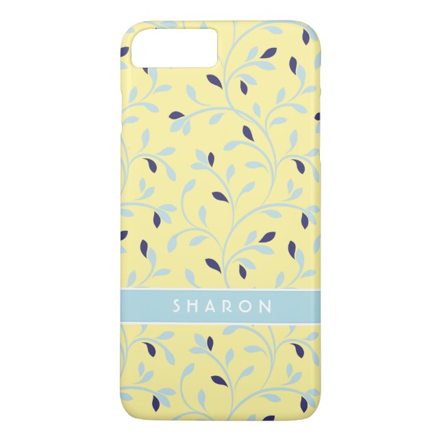 Cute girly pastel yellow floral pattern monogram Case-Mate iPhone case (Back)