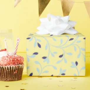 Cute girly pastel yellow floral pattern monogram wrapping paper