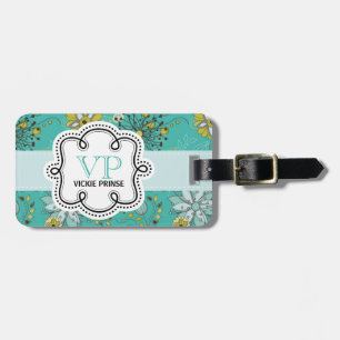 Cute Girly Personalised Flowery Pattern Doodle Luggage Tag