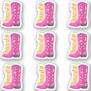 Cute Girly Pink 70s Cowgirl boot Howdy