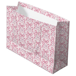 Cute Girly Pink Aesthetic Bow Large Gift Bag