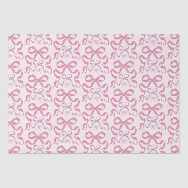 Cute Girly Pink Aesthetic Bow Tissue Paper (Front)