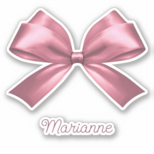 Cute Girly Pink Aesthetic Bow with Name