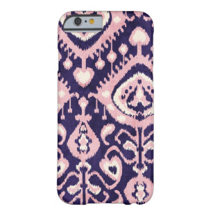 Cute girly pink and blue ikat tribal patterns barely there iPhone 6 case