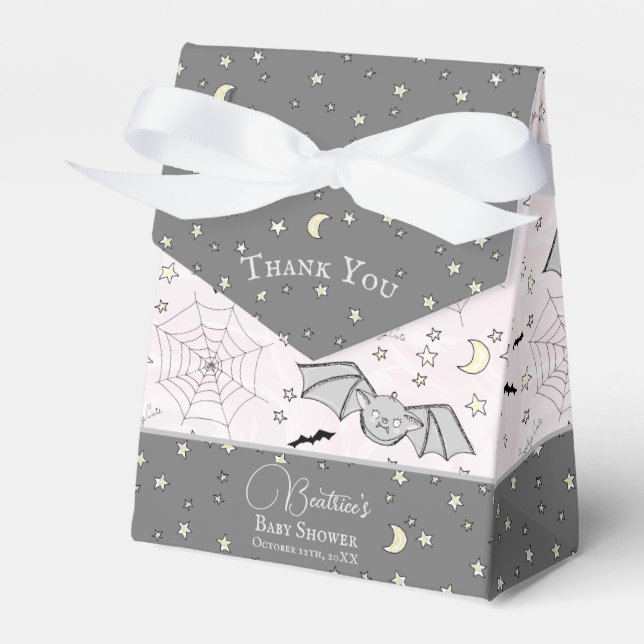 Cute Girly Pink Baby Bats Halloween & Fall Favour Box (Front Side)