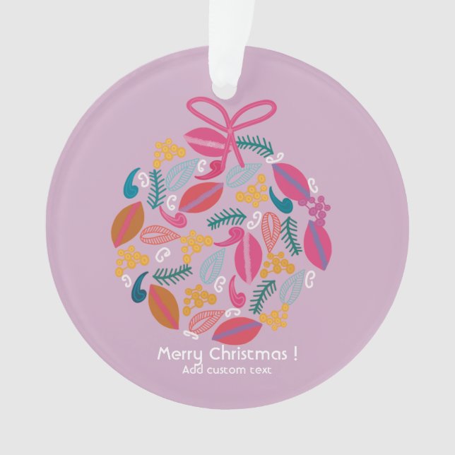 cute girly pink bauble custom Acrylic Ornament (Front)