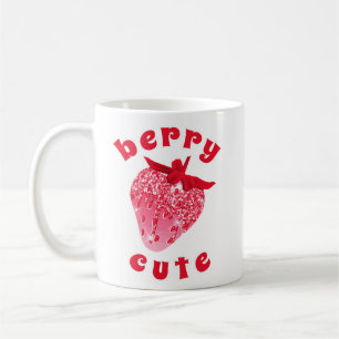 Cute Girly Pink Berry Cute Glittery Strawberry Coffee Mug
