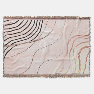 Cute Girly Pink Bohemian Rose Gold Design Throw Blanket