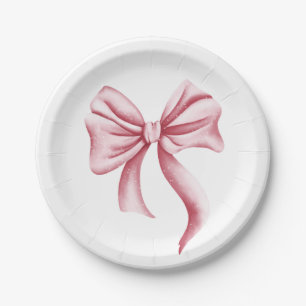 Cute Girly Pink Bow Paper Plate