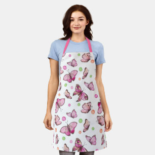 Cute Girly Pink Butterfly Pattern Apron