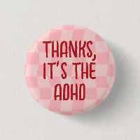 Cute Girly Pink Chequerboard Thanks ADHD 