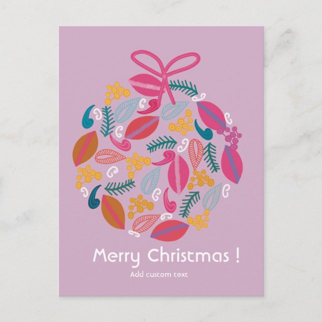 cute girly pink christmas customised  postcard (Front)