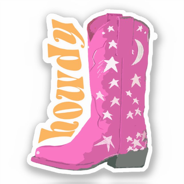 Cute Girly Pink Cowgirl boot Howdy (Front)