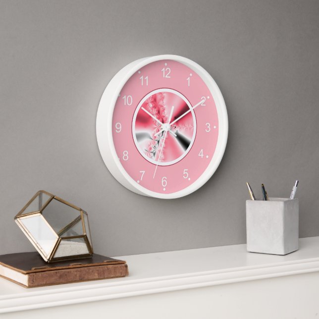 Cute Girly Pink Fractal Art Clock (Office)