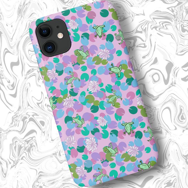 Cute girly pink frog art with waterlilies Case-Mate iPhone case (Creator Uploaded)