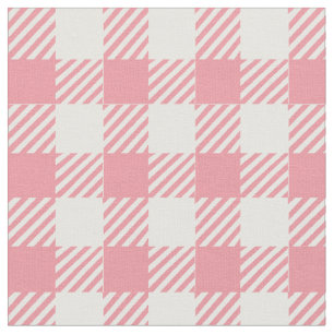Cute Girly Pink Gingham Buffalo Plaid  Fabric