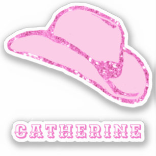 Cute Girly Pink Glitter Cowgirl Hat with Name