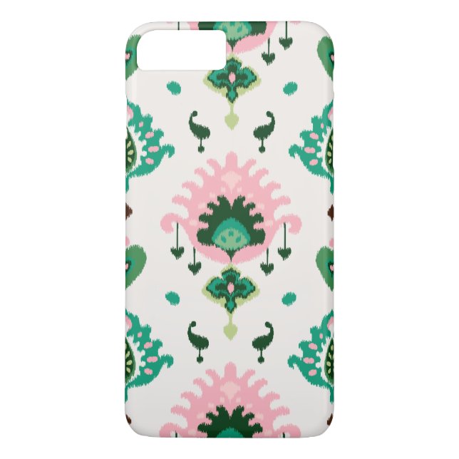 Cute girly pink green ikat tribal patterns Case-Mate iPhone case (Back)