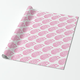 Cute Girly Pink Hedgehog Kids Baby animal Wrapping Paper