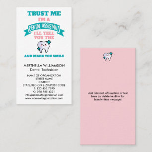 Cute Girly Pink Kawaii DENTAL ASSISTANT Corporate Business Card
