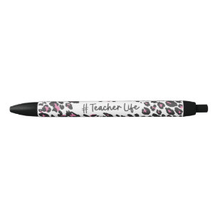 Cute Girly Pink Leopard Print Teacher Life Pen