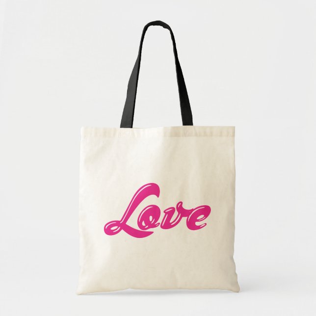 Cute Girly Pink Love Fuchsia Canvas  Totebag Tote Bag (Front)