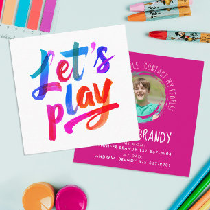 Cute Girly Pink Mommy Calling Paint Script Photo Square Business Card