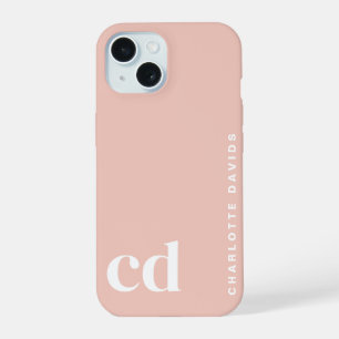 Cute Girly Pink Monogram iPhone 15 Case